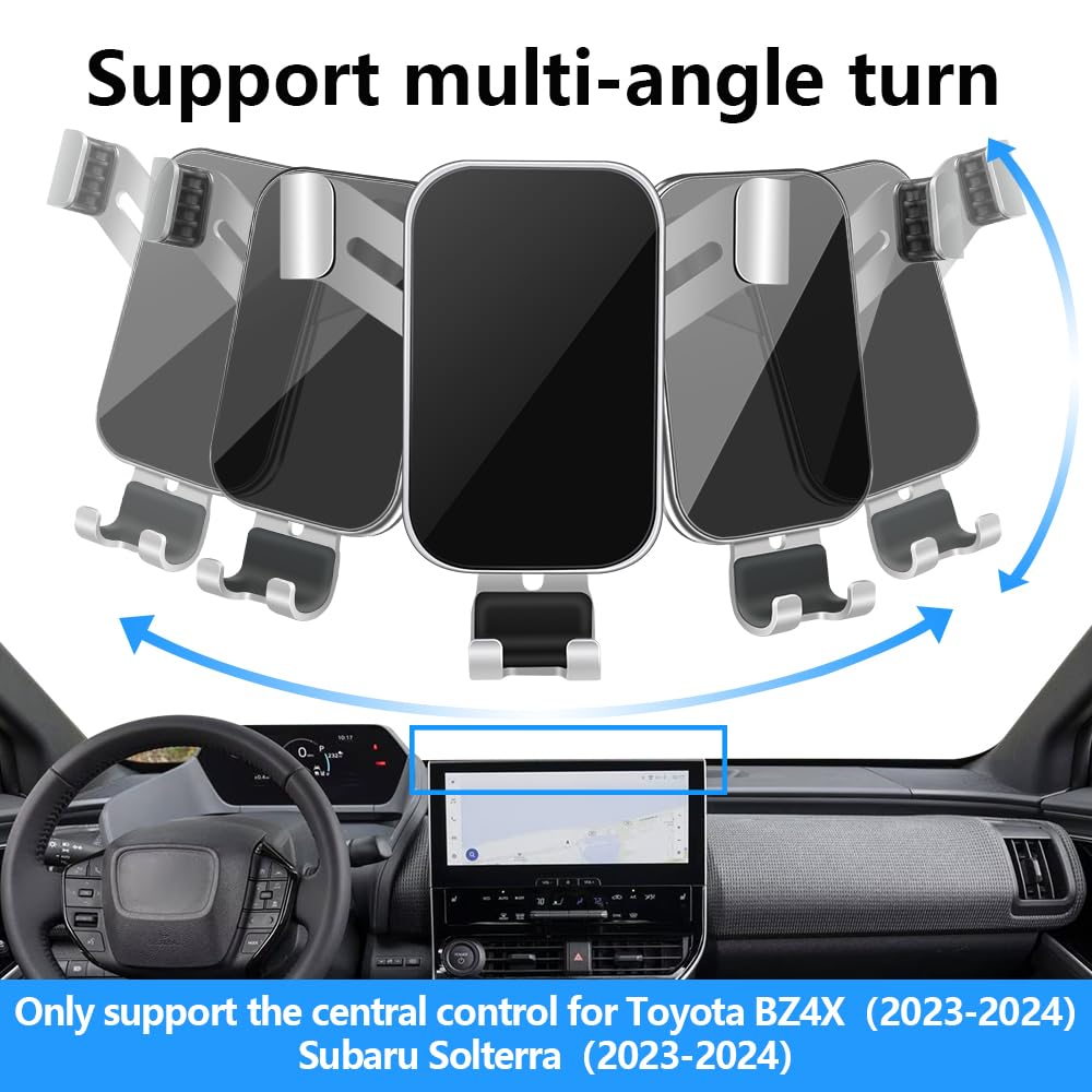LUNQIN Car Phone Holder for Toyota bZ4X 2023 2024 2025 and Subaru Solterra 2023 2024 2025 Auto Interior Accessories Best Cell Phones Mount Cellphone
