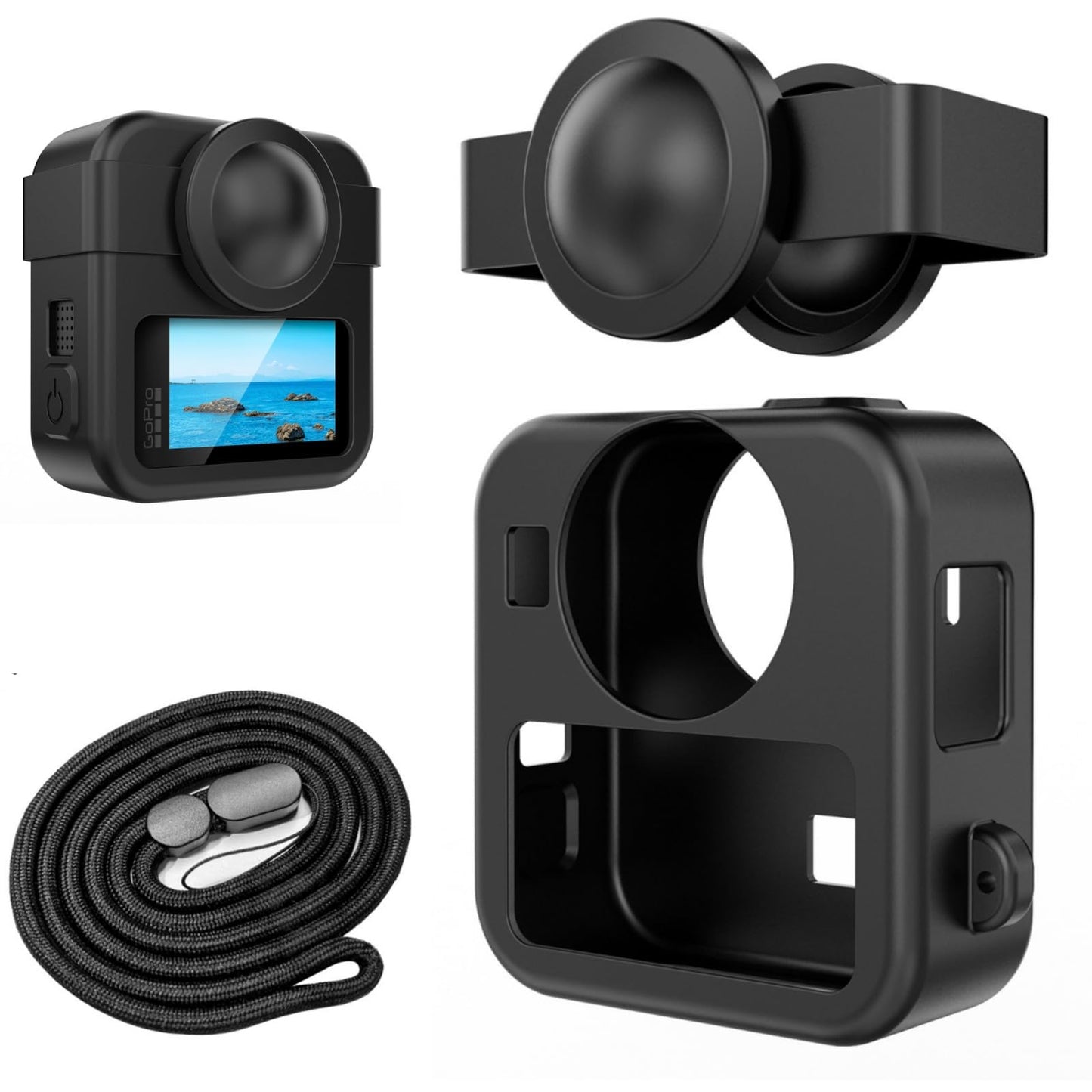 Ferbao Silicone Case for GoPro Max2,Protective Cover with Lanyard for GoPro Max2 (Silicone Case)