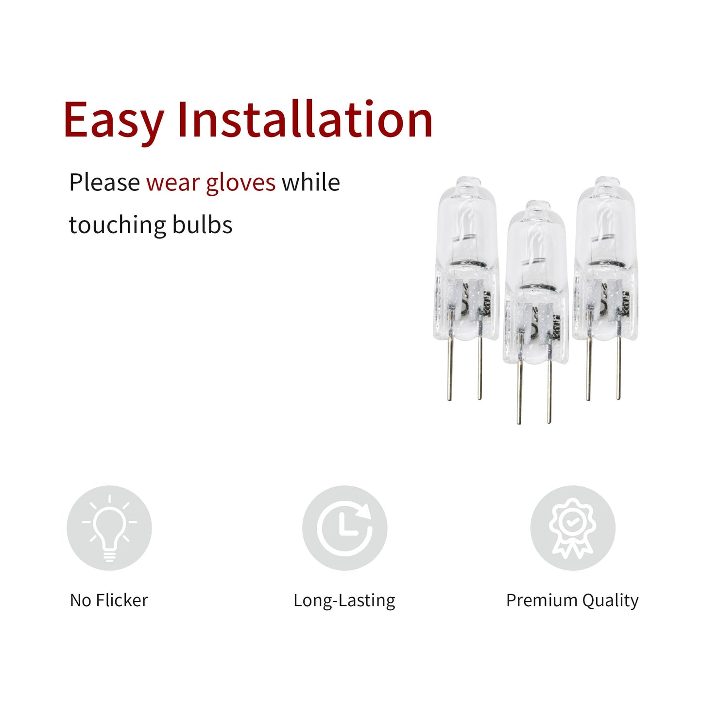GEIparts G4 Bulb 10W Halogen Light Bulb 2 Pin 12V G4 Bulbs Replacement for Under Cabinet Puck Light, Chandeliers, Landscape Lighting Desk Lamp 2700K