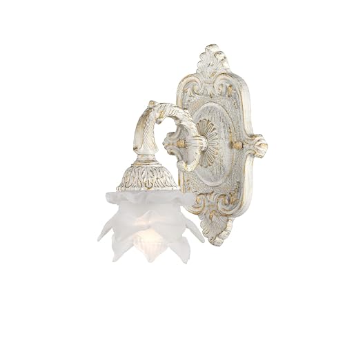 Crystorama Paris Market 1 Light Antique White Sconce with Sconce with Glass Shade