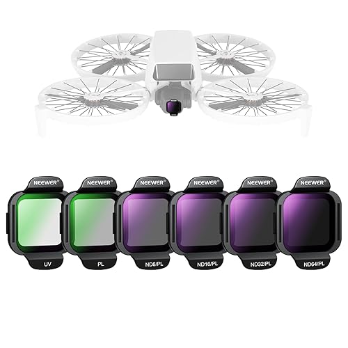 NEEWER ND/PL Filter Accessories Set Compatible with DJI Flip Drone (6 Pack), ND8/PL ND16/PL ND32/PL ND64/PL PL UV Snap On HD Optical Glass Neutral