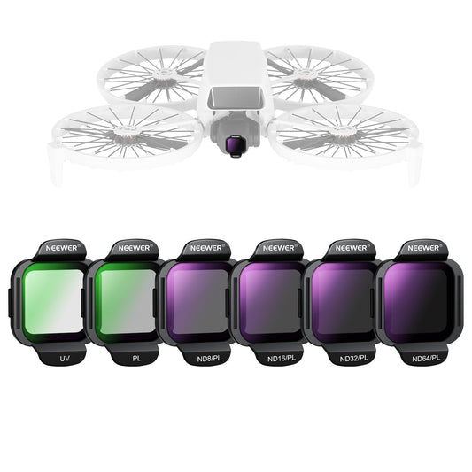 NEEWER ND/PL Filter Accessories Set Compatible with DJI Flip Drone (6 Pack), ND8/PL ND16/PL ND32/PL ND64/PL PL UV Snap On HD Optical Glass Neutral