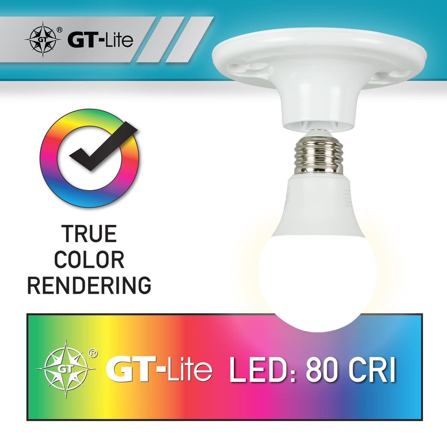 GT-Lite 10 Pack Soft White LED Light Bulbs, 60W Equivalent,9 watts 3000K, A19 Shape, E26 Medium Base,Standard Household Llightbulb for Lamps, Living