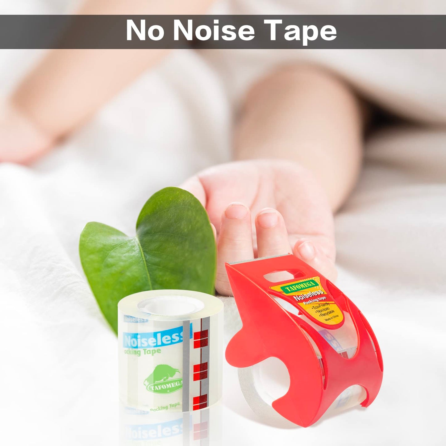 Tafomega Packing Tape with Dispenser Clear Noiseless Packaging Tape for Shipping Moving Strong Sealing Adhesive Industrial Depot Tapes for Storage 1.9