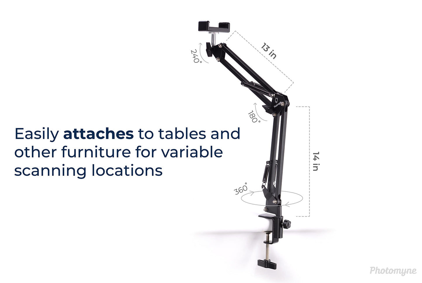 PHOTOMYNE Flexible Phone Holder with Clamp - Photo Album Scanning Stand