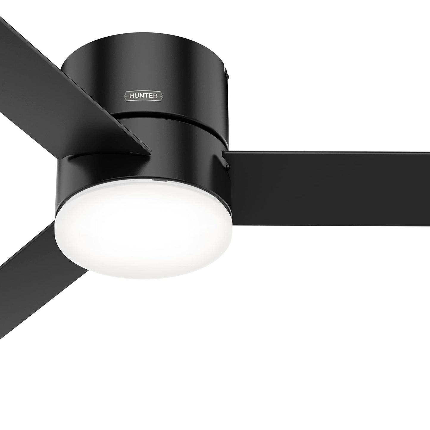 Hunter Fan 52 inch Low Profile Matte Black Indoor Ceiling Fan with LED Light Kit and Remote Control (Renewed)