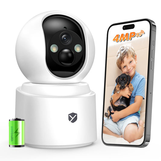 Battery Powered Indoor Camera Wireless for Home Monitoring, Rechargeable Pet Camera with 2-Way Audio, 360° PTZ, 2.5K Color Night Vision, Dual-Band