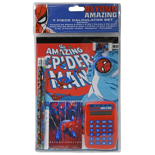 Spiderman Calculator School Supplies Set - 7 Piece Bundle for Back to School