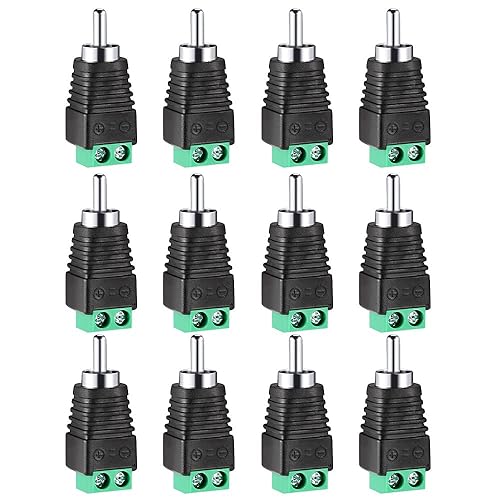 Iskueal RCA Plugs for Speaker Wire, RCA to AV Screw Terminal Connector, Phono RCA Male Plug Solderless Converter Audio/Video Speaker Wire Connectors
