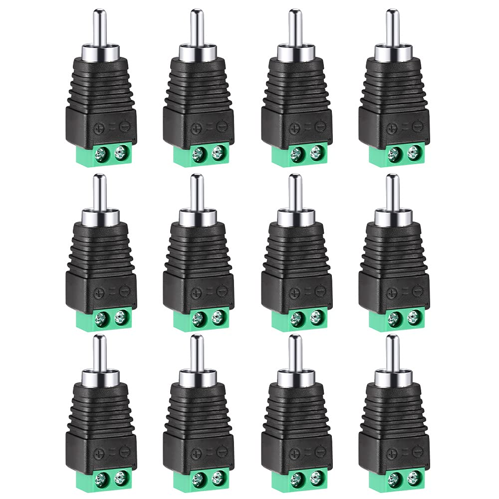 Iskueal RCA Plugs for Speaker Wire, RCA to AV Screw Terminal Connector, Phono RCA Male Plug Solderless Converter Audio/Video Speaker Wire Connectors