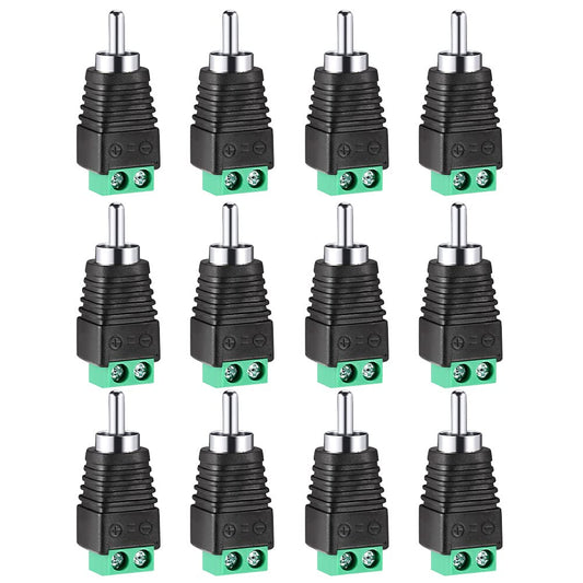 Iskueal RCA Plugs for Speaker Wire, RCA to AV Screw Terminal Connector, Phono RCA Male Plug Solderless Converter Audio/Video Speaker Wire Connectors