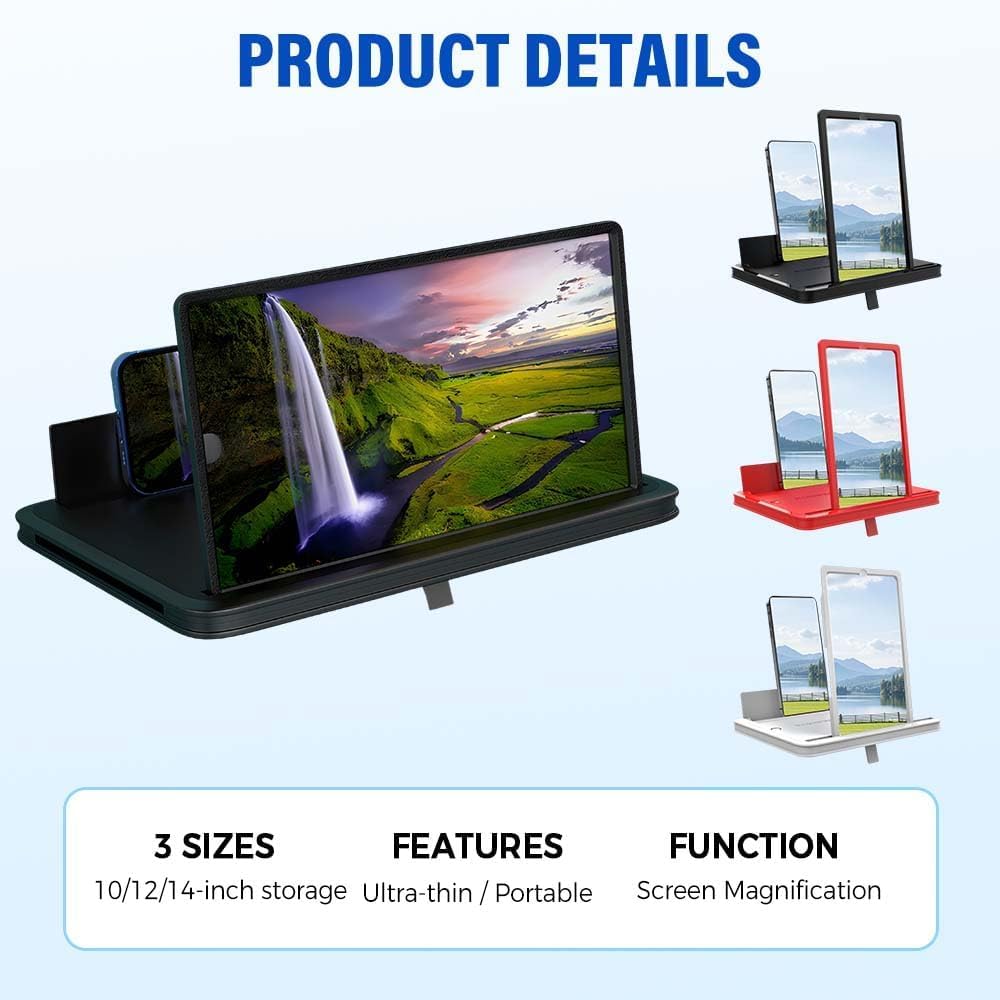 Big Screen Phone Magnifier, Foldable Phone Stand with Movie Screen Amplifier for Travel,2026 New HD Screen Expander, Portable 3D Magnifying Screen