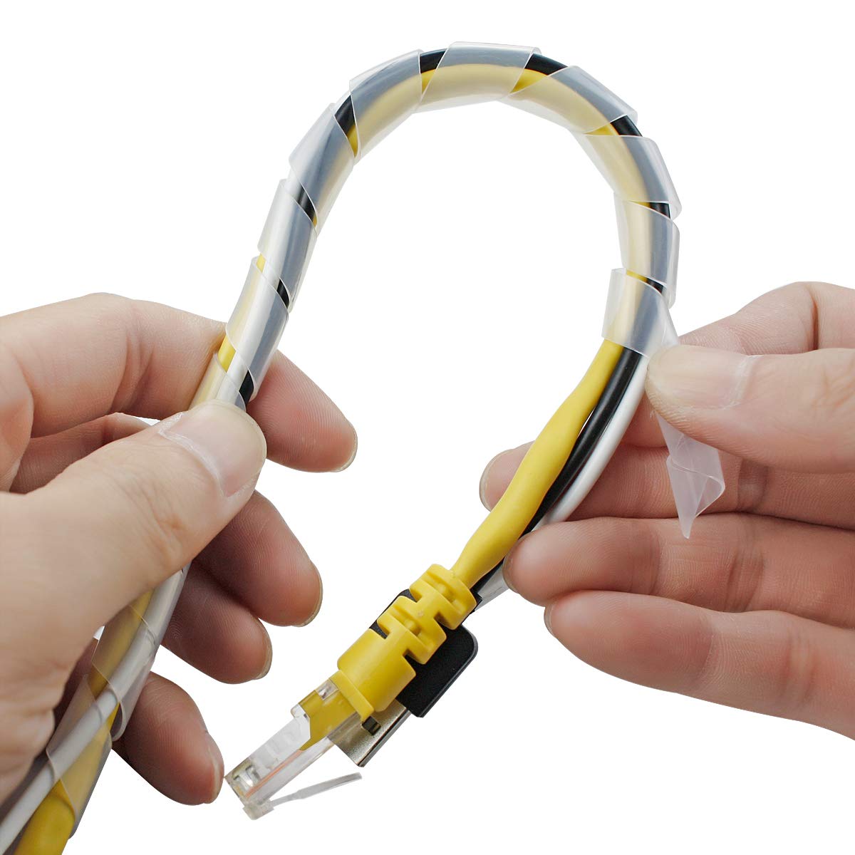 20Ft XHF 1/2" Clear Spiral Cable Wrap 12mm(Wrapping Range:9mm-65mm) Cord for Computer Electrical Wire Organizer Sleeve Hose RoHS