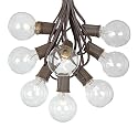 G50 Patio String Lights with 125 Clear Globe Bulbs - Outdoor String Lights - Market Bistro Café Hanging String Lights - Patio Garden Umbrella Globe