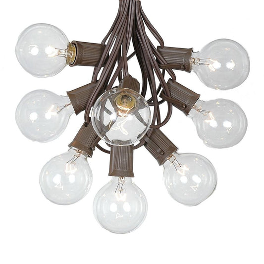 G50 Patio String Lights with 125 Clear Globe Bulbs - Outdoor String Lights - Market Bistro Café Hanging String Lights - Patio Garden Umbrella Globe