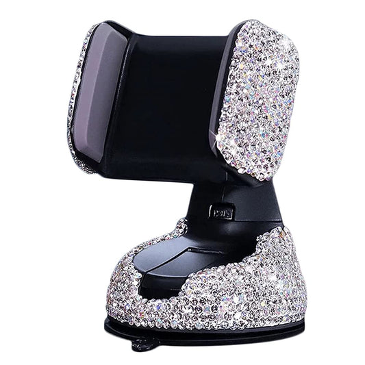 SUNCARACCL Bling Car Phone Holder, 360°Adjustable Universal Rhinestone Crystal Auto Phone Mount Stand Accessories for Windshield Dashboard and Air