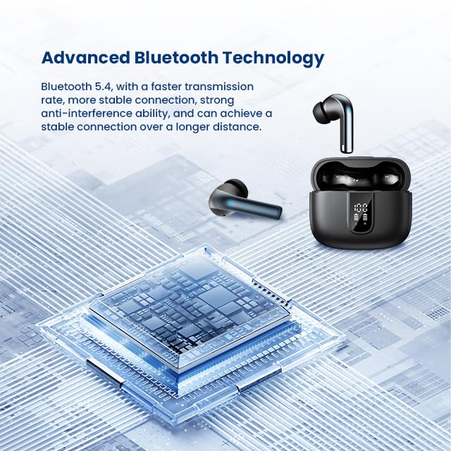 HYFAI Wireless Earbuds, 2025 Bluetooth 5.4 Headphones in Ear with 4 ENC Noise Cancelling Mic,Wireless Earphones HiFi Stereo Deep Bass 40H Playtime…