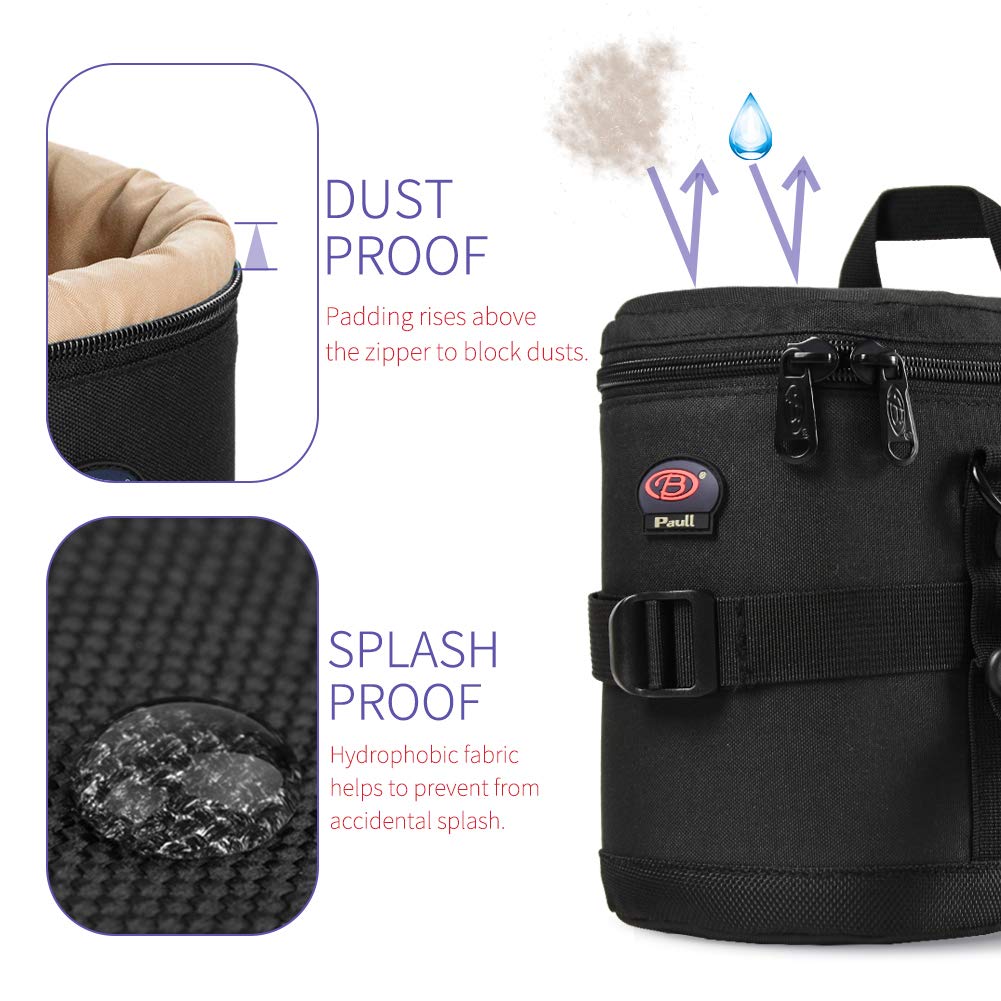 BPAULL Camera Lens Case DSLR Camera Lens Bag Fits for Canon Nikon Pentax Sony Olympus Panasonic and Other Camera Lens