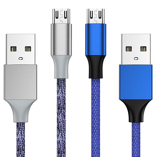 Charger Cable for Xbox One Controller - 2 Pack 10FT Nylon Braided Micro USB 2.0 Charge and Play Data Sync Cord for Xbox One S/X, Playstation 4