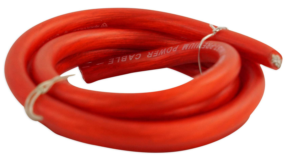 Rockville R4G5R 4 AWG 5 Ft Car Amp Power Wire, Red
