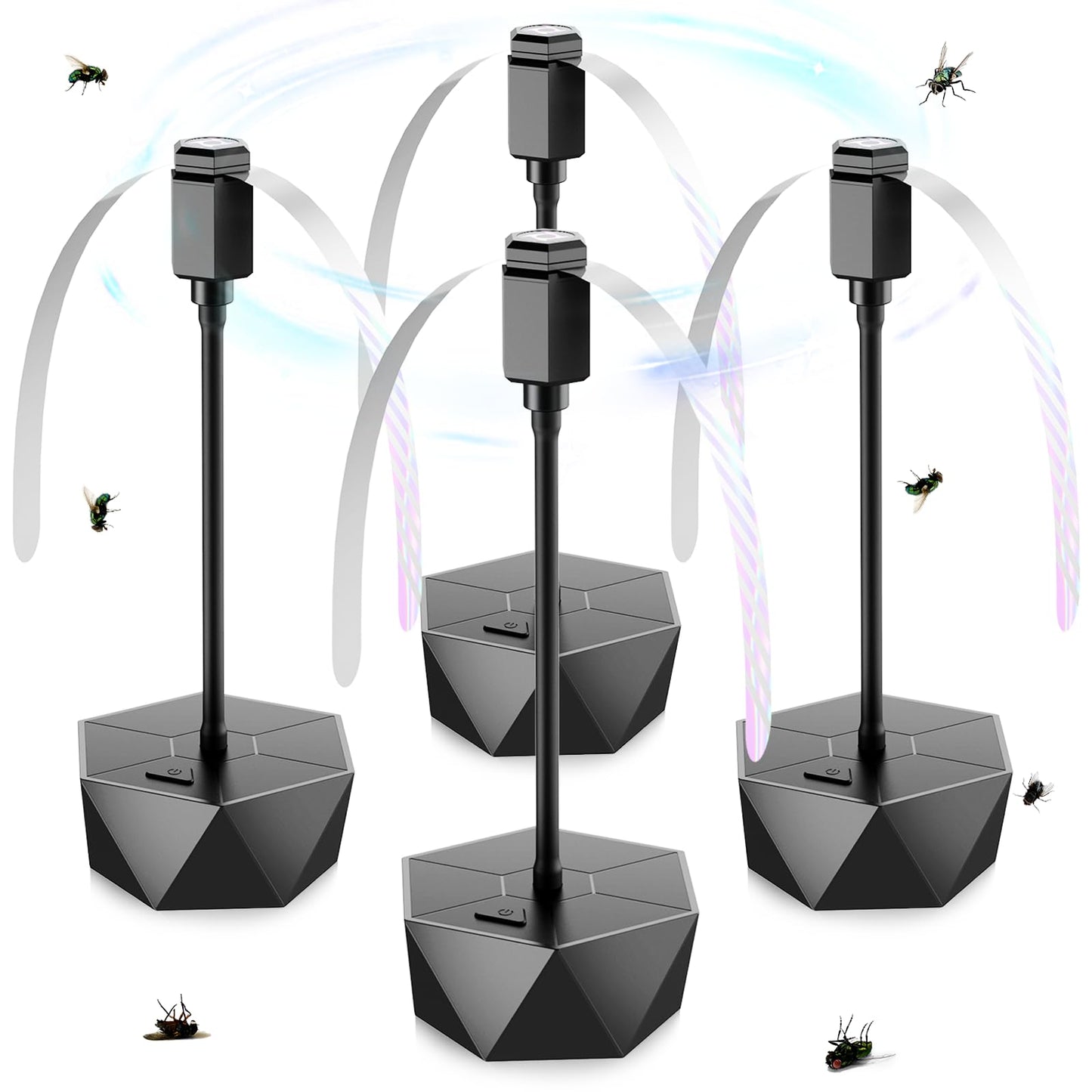 PIMAG Fly Fans for Tables, Fly Repellent Fan Outdoor Indoor Keep Flies Away, Fly Repellent Fans for Tables with Holographic Blades for Picnic, Party
