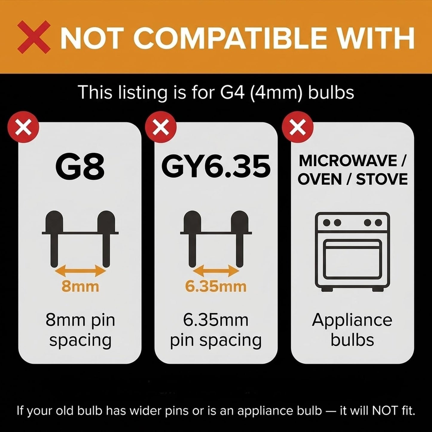 10 Pack 4mm Pin Spacing ONLY 10 Watt AC DC 12V Capsule T3 Light Bulb Replacement JC G4 2 Pin Base Halogen Kitchen Table Pendant Lamp 12 Volt 10W