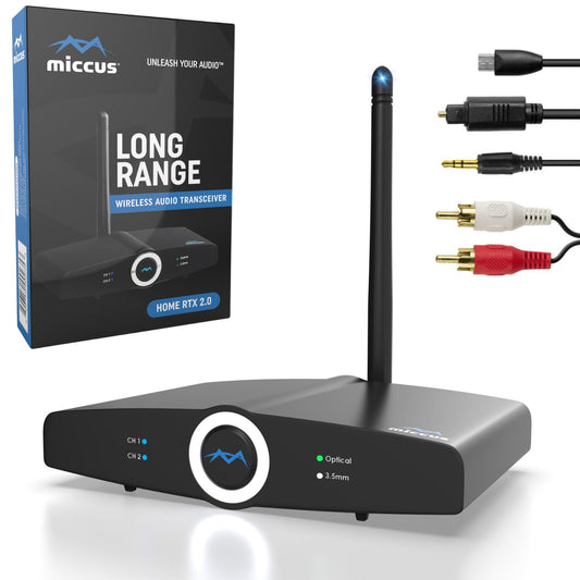 Long Range Bluetooth Transmitter or Receiver, Audio Only for TV PC Stereo, Connect Speaker, Headphones, Phone, aptX Low Latency Wireless Adapter