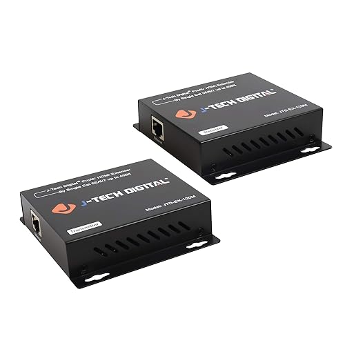 J-Tech Digital HDMI Extender Over Single Cat5e/6/7 HDMI Over Ethernet 1080p with IR Extension - Up to 400ft [TX + RX]