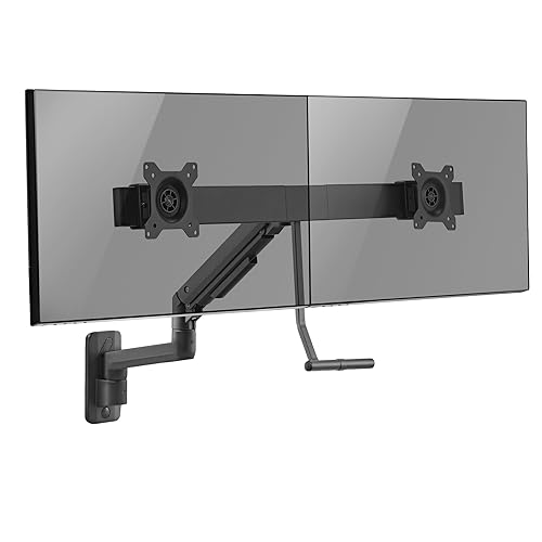 Mount-It! Proflex Dual Monitor Wall Mount, Gas Spring Arm with Crossbar, Fits 17-32? Screens up to 19.8 lb Each, Height Adjustable Full Motion Tilt