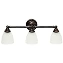 Simple Designs VT1025-ORB 25" Classic 3 Light Metal Bar and Frosted Cone Shape Glass Shades Decorative Wall Mounted Vanity, Oil Rubbed Bronze
