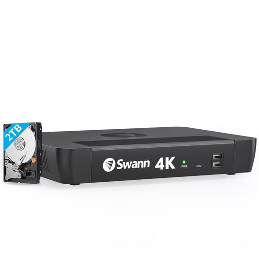 Swann 4K 8Channel Security Camera System NVR Recorder: nvr-8580 Security PoE NVR Box with 2TB HDD,24/7 Continuous Recording,Work with Swann IP