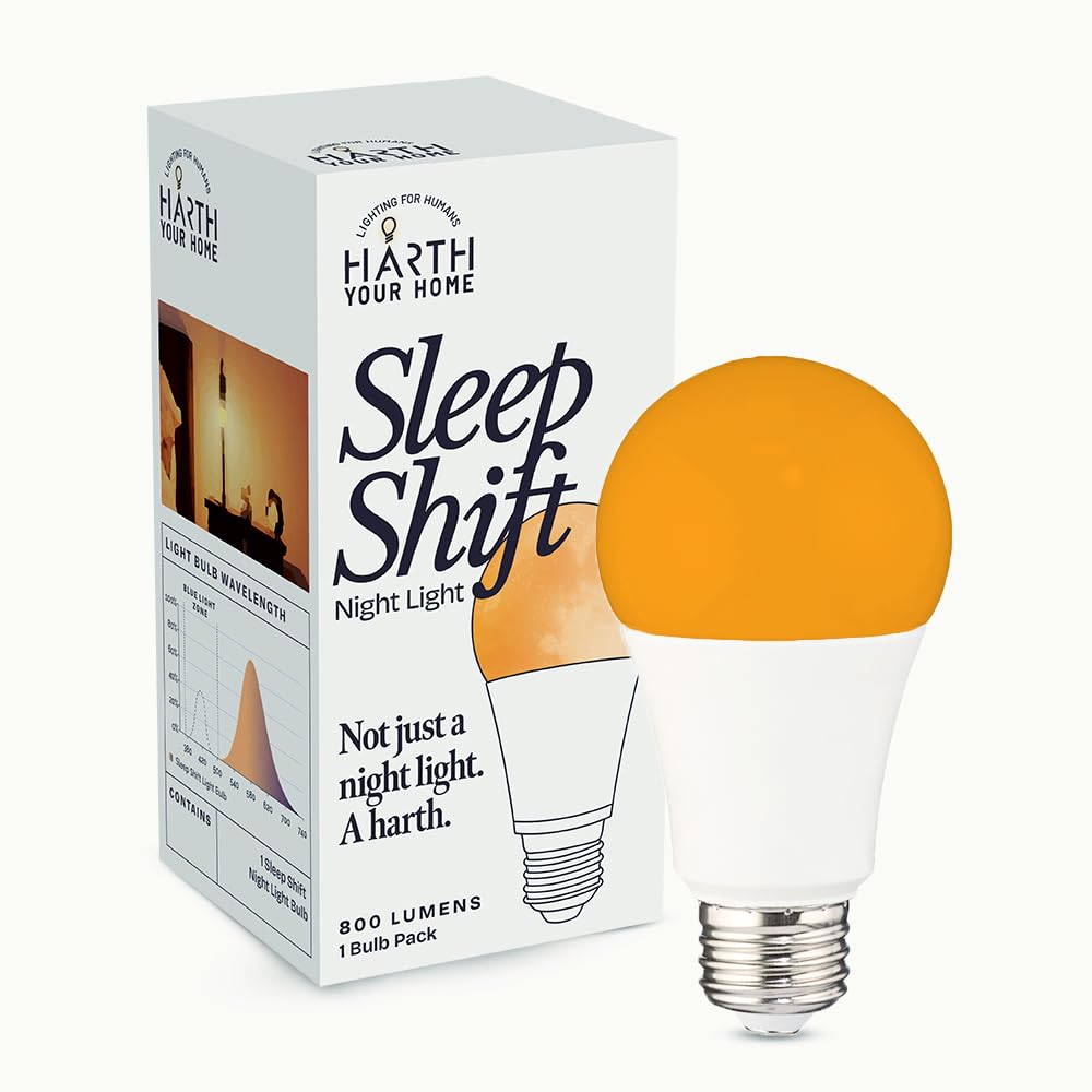 Amber Light Bulbs for Sleep I 1800K Warm Light Bulbs for Bedside Lamp I 7 Watt E26 Led Bulb (60W Equiv) Orange Led Lights for Bedroom Soft Warm