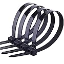 Zip Ties Heavy Duty 16inch 100 Pack, ECRAB Industrial Large Zip Cable Ties 175 Pounds Strong Nylon Self-Locking Outdoor Wire Ties Wraps - Black