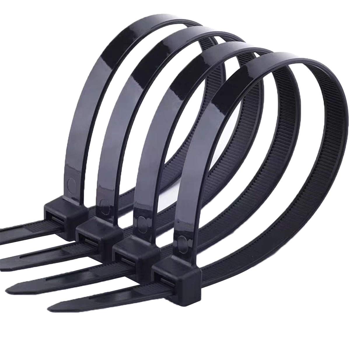 Zip Ties Heavy Duty 16inch 100 Pack, ECRAB Industrial Large Zip Cable Ties 175 Pounds Strong Nylon Self-Locking Outdoor Wire Ties Wraps - Black