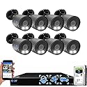 GW Security 4K Outdoor/Indoor AI Smart Functions Security Camera System, 16 Channel 12MP PoE NVR, 8 x 4K IP Color Night Vision Microphone Bullet