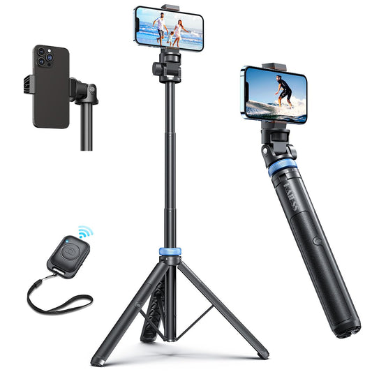 Kaiess 62" Phone Tripod & Selfie Stick, Extendable Photography Light Stand with Wireless Remote, Solidest, Portable, Lightweight, Compatible