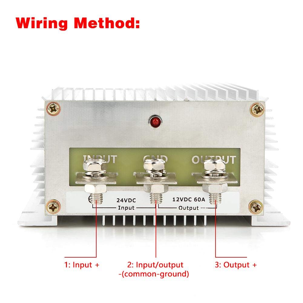Converter, WG-24S1260 24V to 12V 60A 720W DC-DC Converter Non-Isolated Voltage Converter High Power Step-Down Power Source