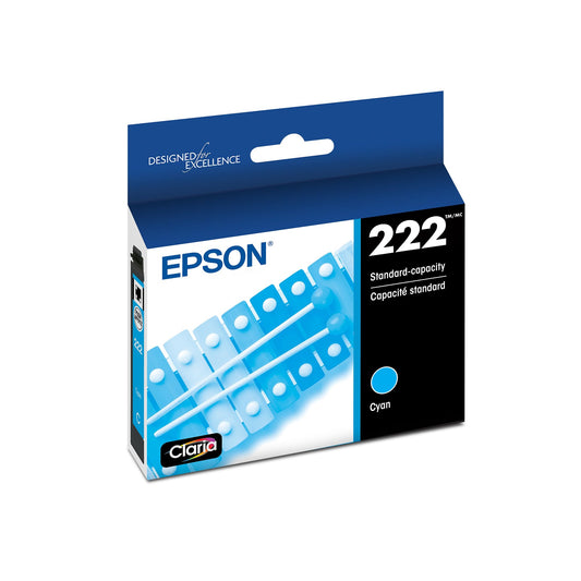 Epson 222 Claria Ink Standard Capacity Cyan Cartridge (T222220-S) Works with Workforce WF-2960, Expression XP-5200