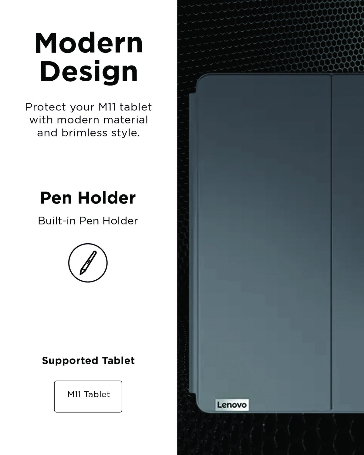 Lenovo Folio Case for Tab M11 - Tablet Protector with Built in Pen Holder, Security Band & Convertible Stand - Luna Grey