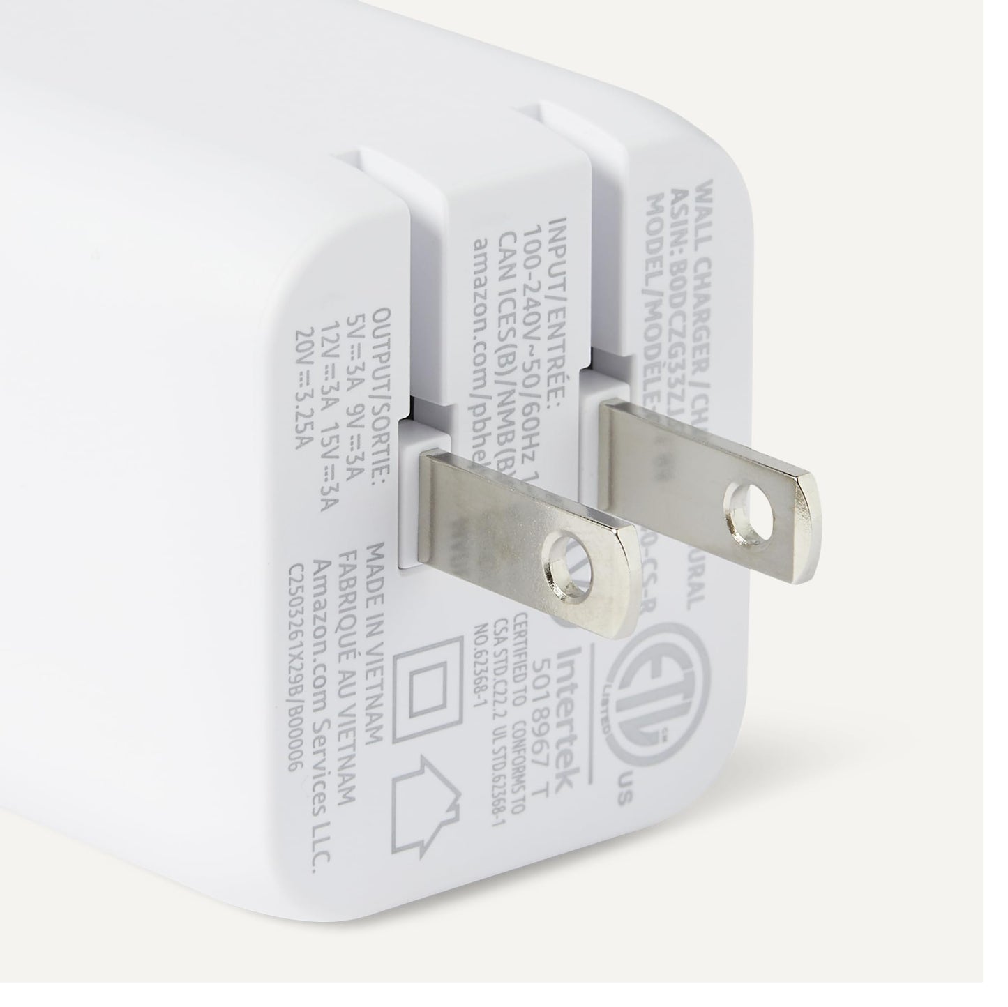 Amazon Basics 65W Fast Charging USB-C Nano GaN Wall Charger, 1-Port PD 3.1 for Laptops, Tablets, Phones, White