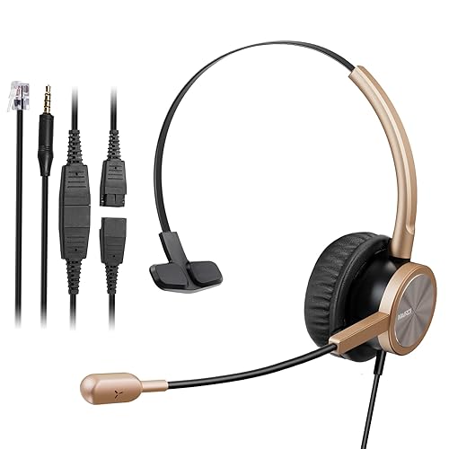 MAIRDI Phone Headset with RJ9 & 3.5mm Jacks for Call Center Office Deskphone Cell Phone PC Laptop, Landline Telephone Headset with Microphone Noise