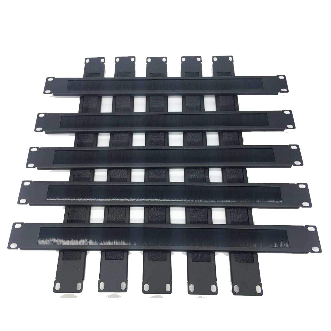 QiaoYoubang 10 Pack 1U Horizontal Rack Mount Cable Management Brush Panel with Cable Entry Brush for 19-Inch Rack Or Cabinet Black (1UCMB1U10PC)