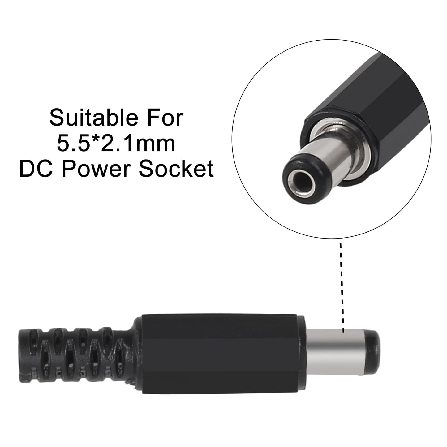 ACEIRMC 10pcs 5.5mm x 2.1mm DIY Male DC Power Plug Jack Solder Connector Adapter for Power Cable Repair