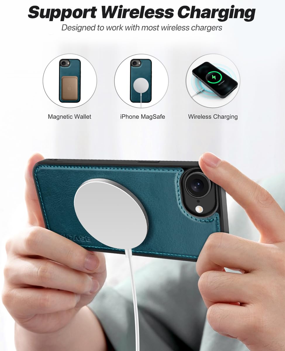 OCASE for iPhone 17e Case/iPhone 16e Detachable Wallet Case with Card Holder, 2 in 1 Pu Leather Flip Folio with RFID Blocking Stand Wrist Strap