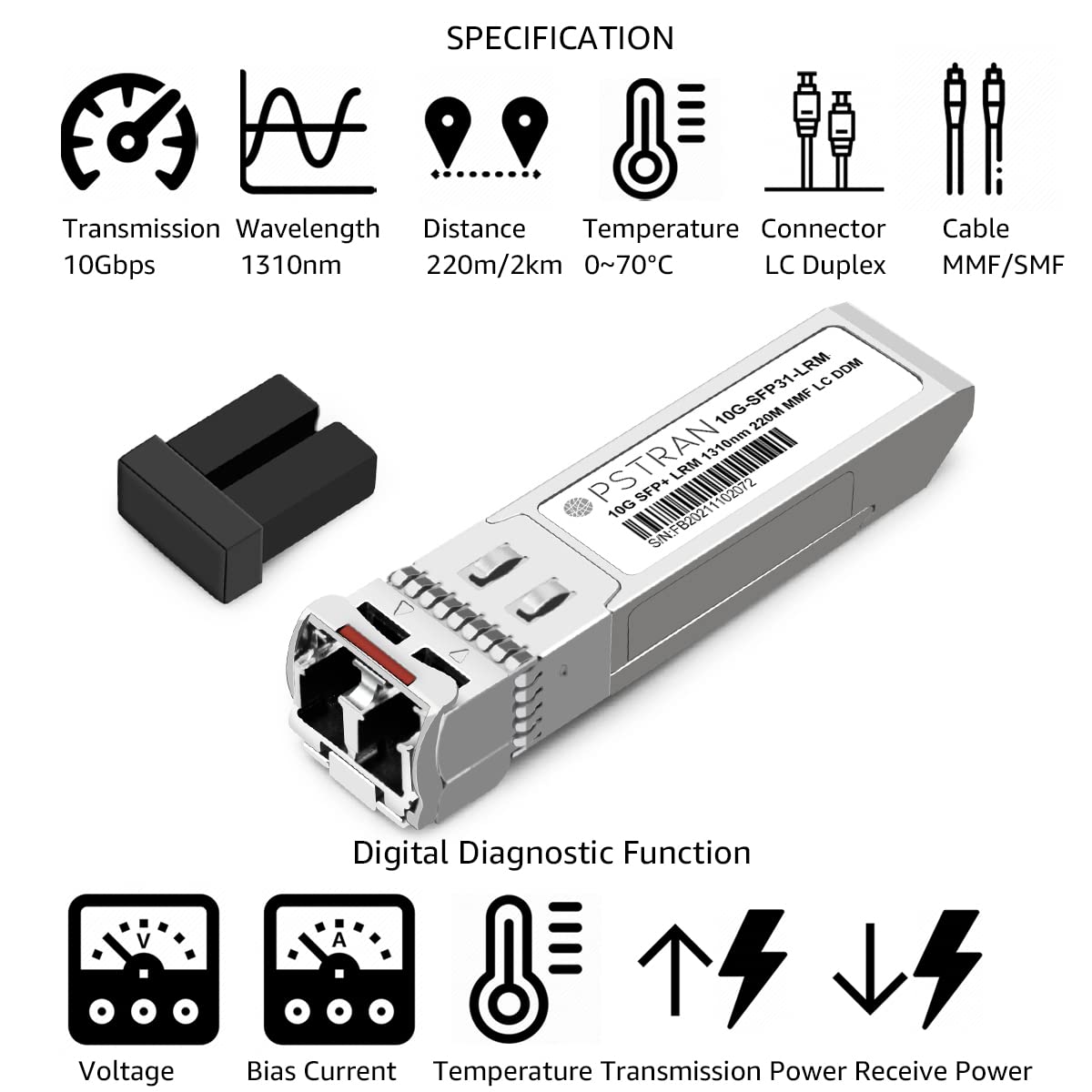 OPSTRAN 10GBASE-LRM SFP+ Optical Transceiver Module Compatible with HPE ProCurve J9152A Aruba J9152D 10G SFP+ 1310nm 220m DDM Duplex LC MMF