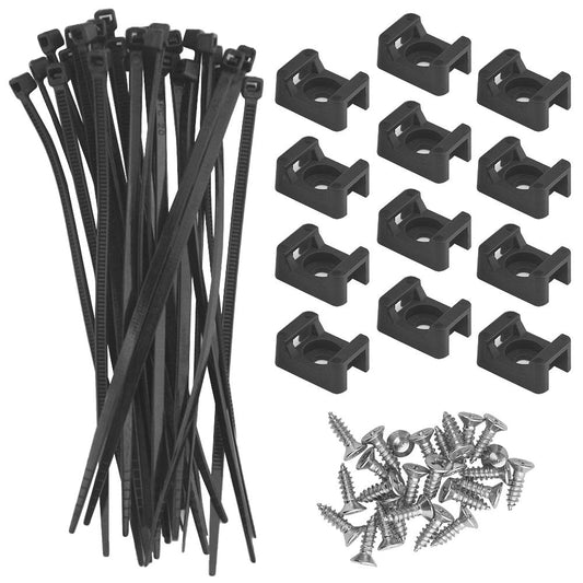 XINGYHENG 100Pcs Saddle-type Cable Tie Mount Bases Cable Clip Organizer Cord Holders and 100Pcs Cable Zip Ties with 100PCS Deep Thread Pan Head Screws