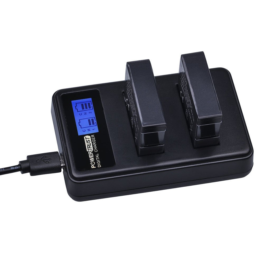 PowerTrust 2 Pack AHDBT-401 Battery and LCD Dual USB Charger for Gopro Hero 4 Batteries Go Pro Hero4 AHDBT 401 Action Camera Accessorie