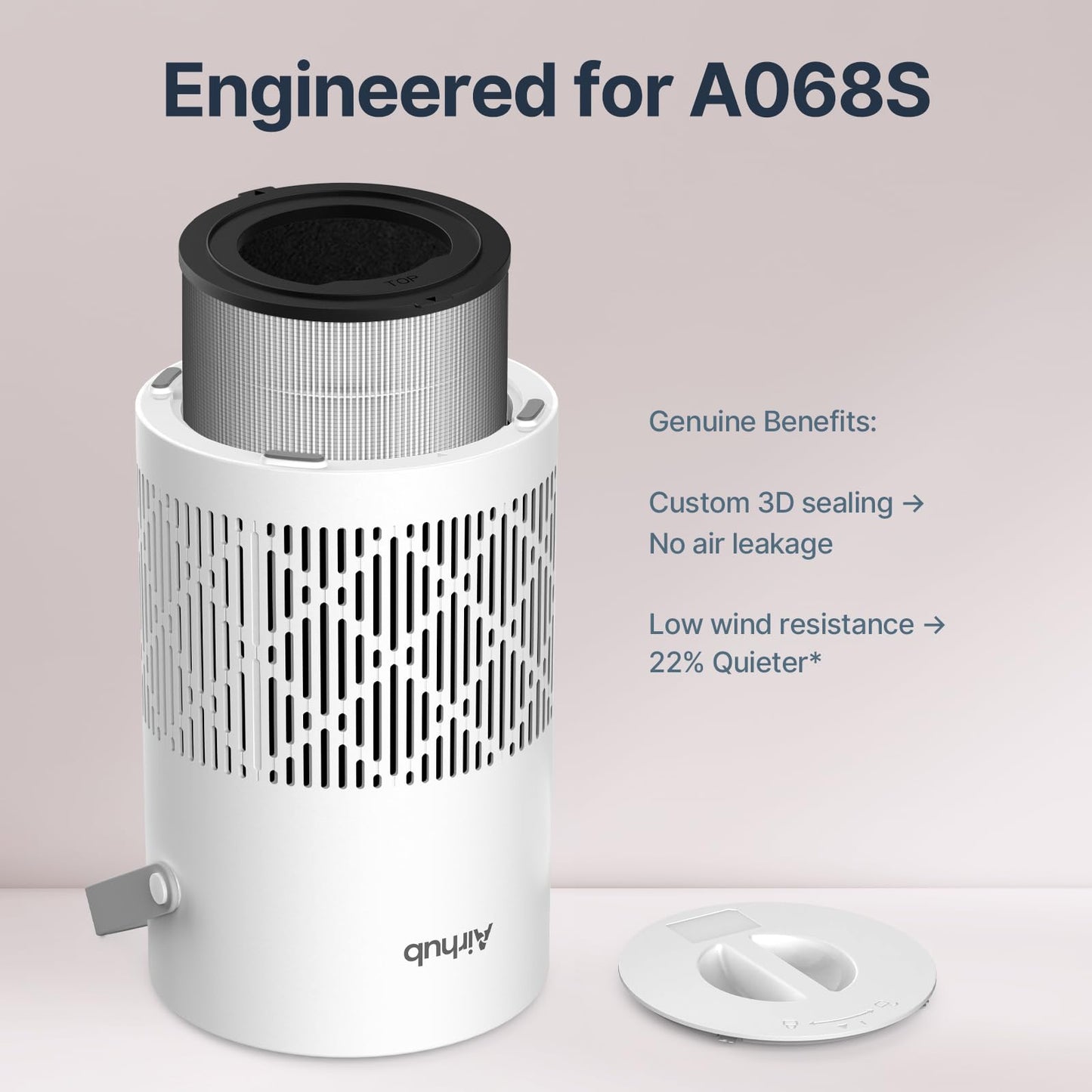 AirHub A068 Genuine Replacement Filter for Air Purifier, 2-Pack