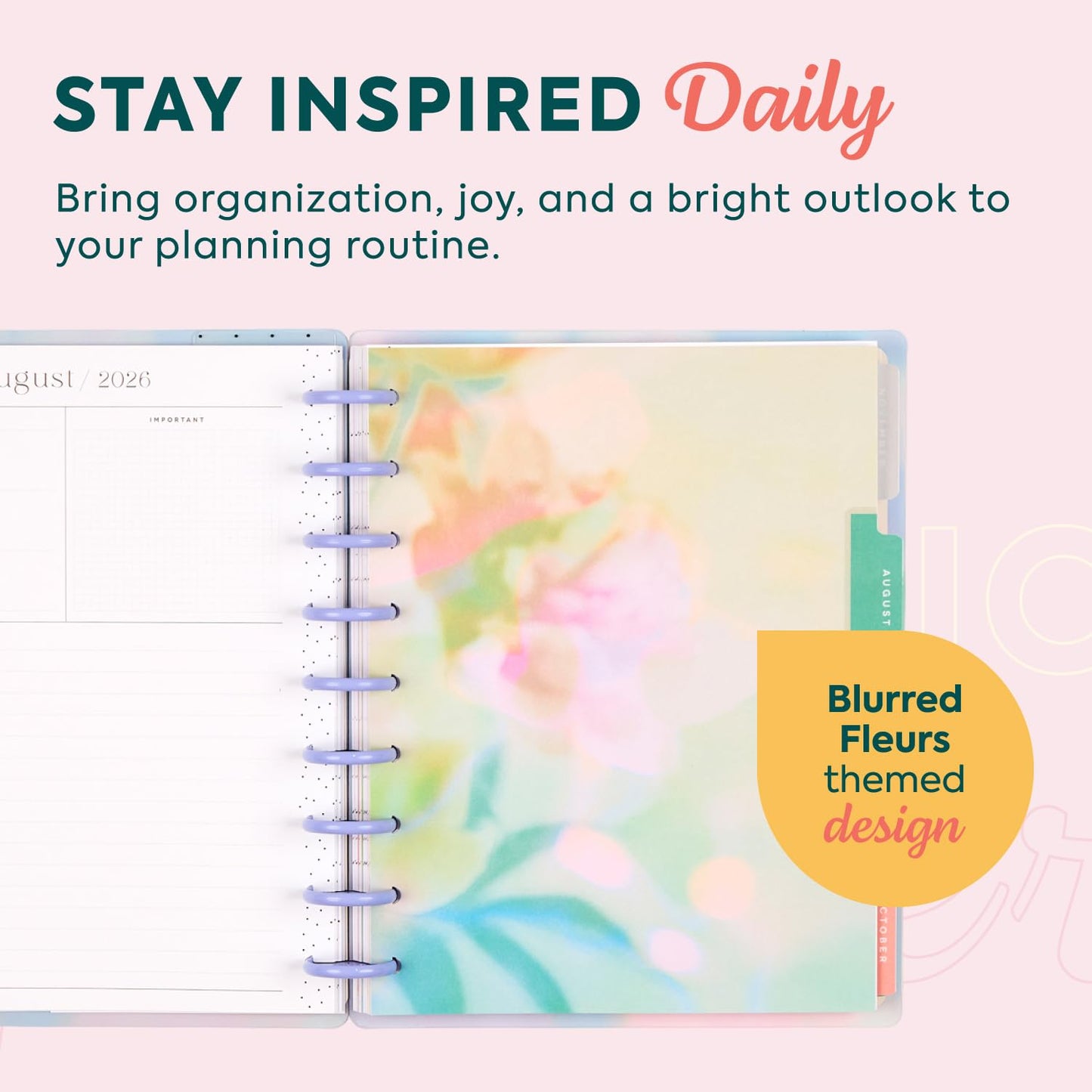 Happy Planner Disc-Bound Planner July 2024-June 2025, Includes 3 Extra Months and 2 Sticker Sheets, Classic Size, 7" x 9.25", Vertical Layout, Smiley