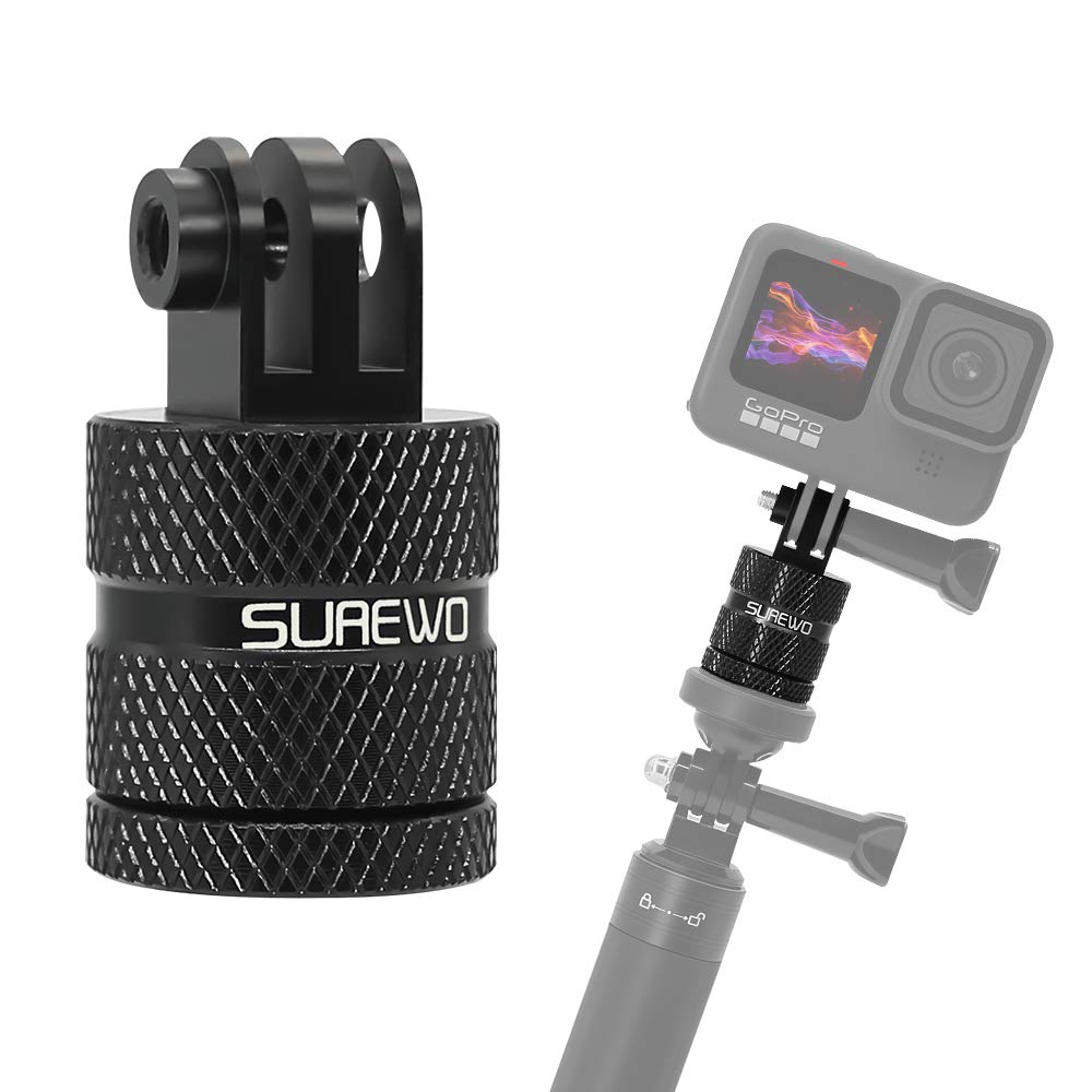 Aluminum 1/4 inch 20 Camera Tripod Adapter Mount, 360° Rotation 1/4"-20 Aluminum Tripod Adapter Mount Compatible with GoPro Hero 13/12/11/10, DJI